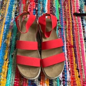 Red platform sandals